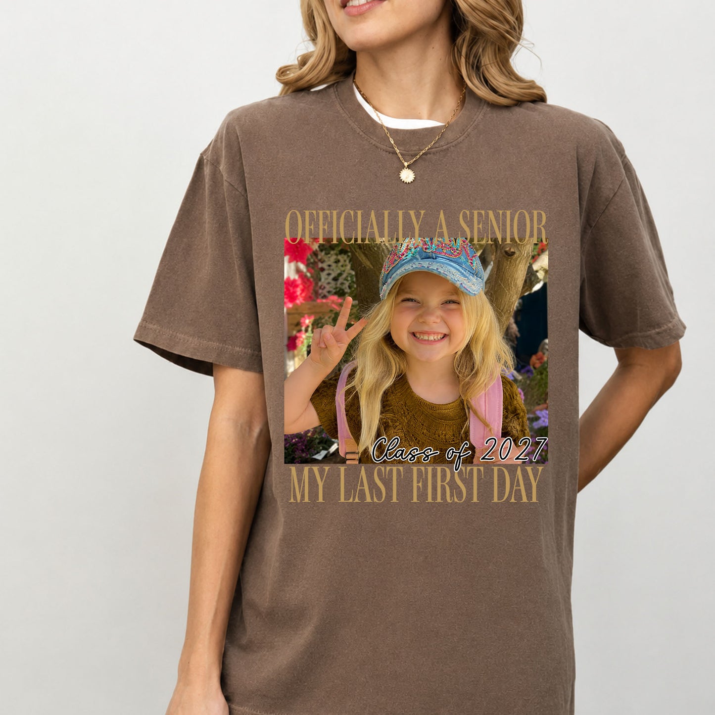 Custom Photo Senior 2027 Comfort Colors Shirt, Personalized Class of 2027 Last First Day Graduation Tee 685842