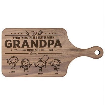 Personalized Dad Grandpa BBQ Paddle Board, Custom Name Grilling Cutting Board, Father’s Day Gift 685133