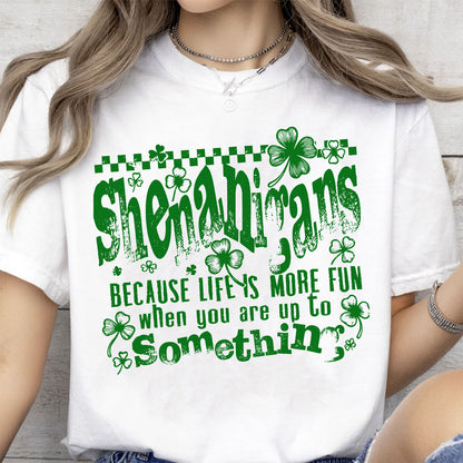 Shenanigans Shamrock St. Patrick’s Day Shirt, Funny Irish Clover Sweatshirt, Retro Shenanigans Tee 684201