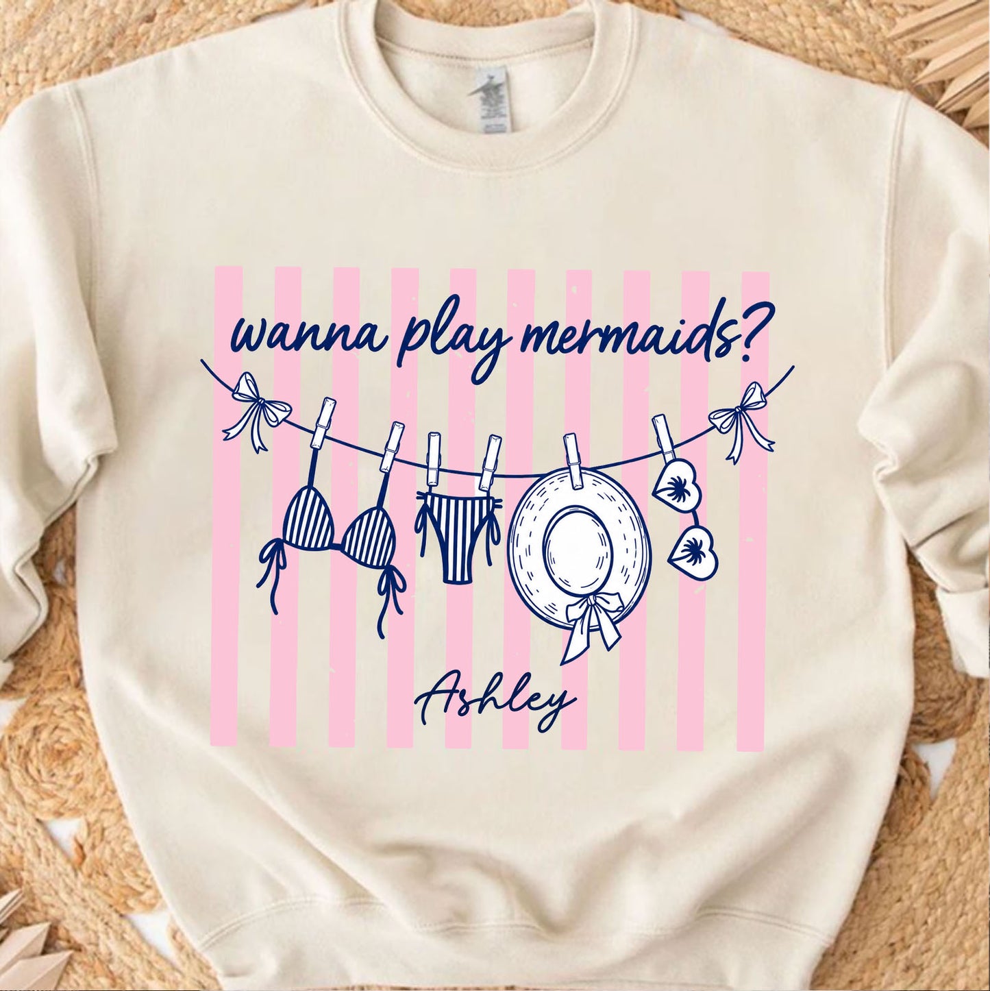 Personalized Wanna Play Mermaids Shirt, Custom Summer Beach Vacation Tee, Mermaid Girls Trip T-Shirt 685521