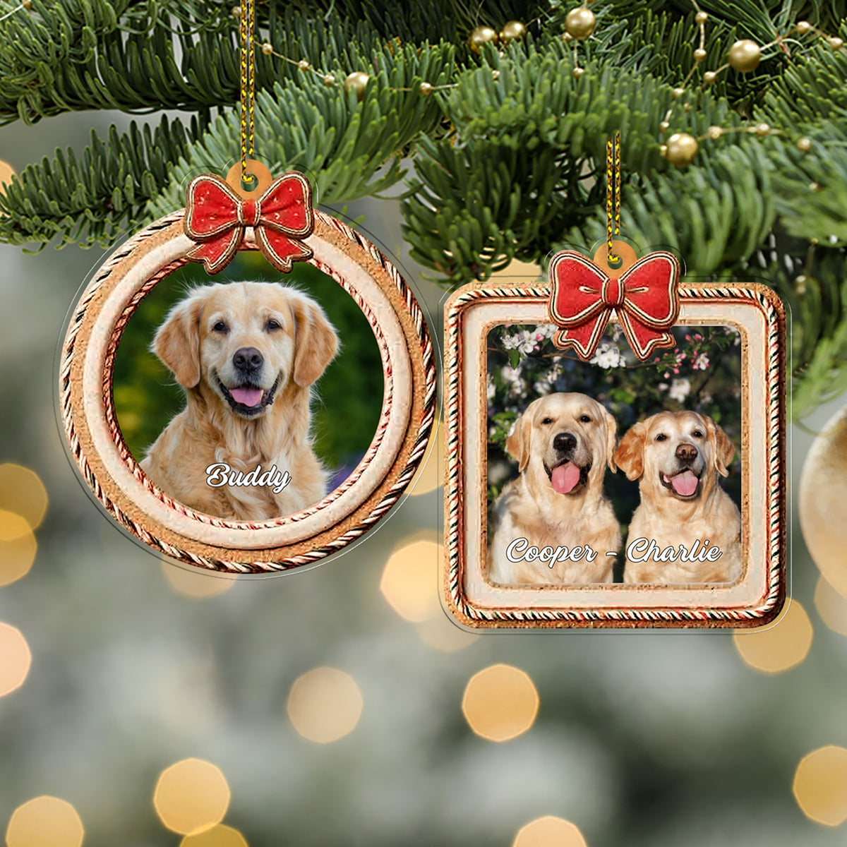 Christmas Dog Photo Acrylic Ornament | Personalized Custom Name Dog Cat Pet Photo Ornament 683589
