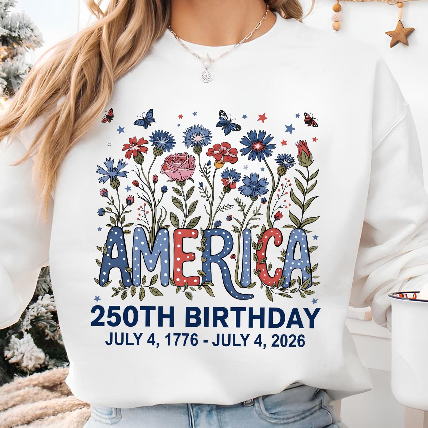 250 Years of America Floral Shirt, Patriotic Wildflower 1776-2026 Tee, 4th of July Independence Day Gift 684845