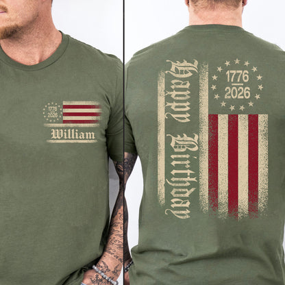 Custom USA 250 Years Anniversary Dark Shirt | Personalized America 1776–2026 Pocket & Back Shirt 684561