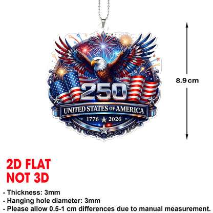 USA 250 Years Anniversary Car Ornament | Patriotic Eagle 1776–2026 Ornament | 4th of July Car Ornament 684222