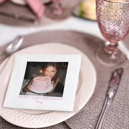 Personalized Photo Cocktail Napkins, Custom Birthday Party Napkins, Birthday Napkins for All Ages 685535 WFD