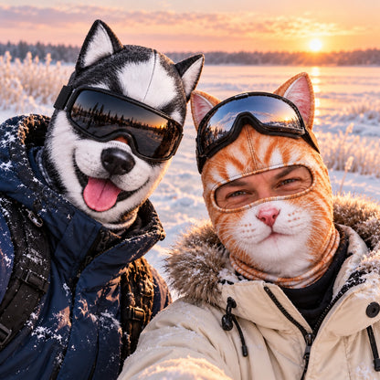 Custom Funny Animal Ski Mask With Ears, Cat Dog Balaclava, Birthday Gift for Ski Lovers 686488 WFD