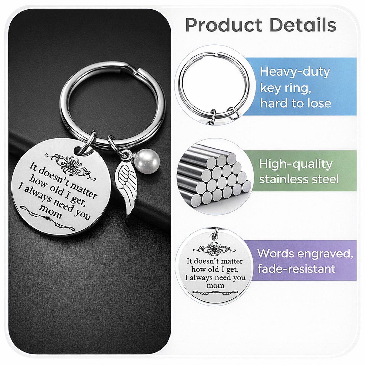 Personalized I Always Need You Mom Keychain | Mom Gift from Daughter Son | Mother’s Day Gift 684587