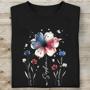 USA 250 Years Anniversary Floral Shirt, 1776–2026 Patriotic Wildflower T-Shirt, Freedom 4th of July Dark Tee 684940