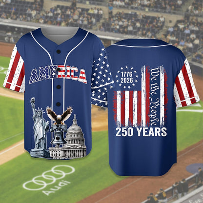 Patriotic 250 Years Baseball Jersey, USA Flag We The People Shirt, 1776-2026 Independence Day Apparel 685211 WFD