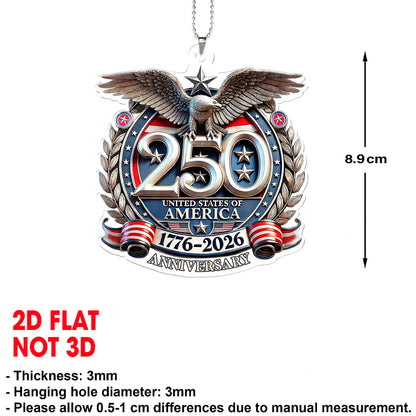 USA 250 Years Semiquincentennial Car Ornament | Patriotic 1776–2026 Ornament | 4th of July Car Ornament 684062