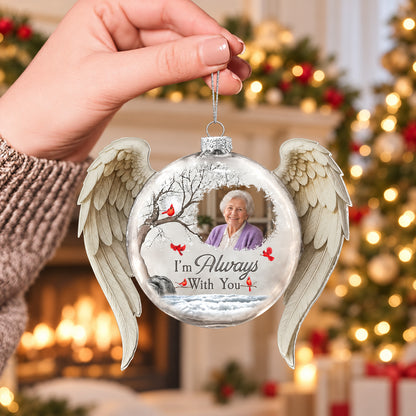 Personalized Memorial Glass Flat Ball Ornament, I'm Always With You Custom Photo Christmas Ornament 686623 WFD