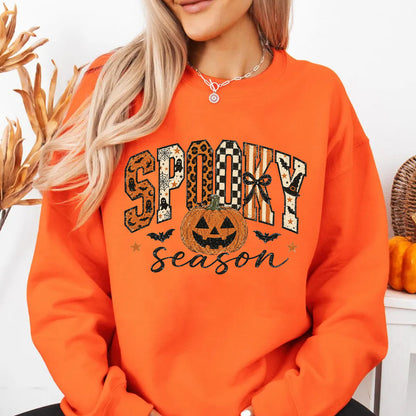 Spooky Season Halloween Shirt, Retro Checkered Leopard Pumpkin Tee, Girly Vintage Halloween Shirt 685867