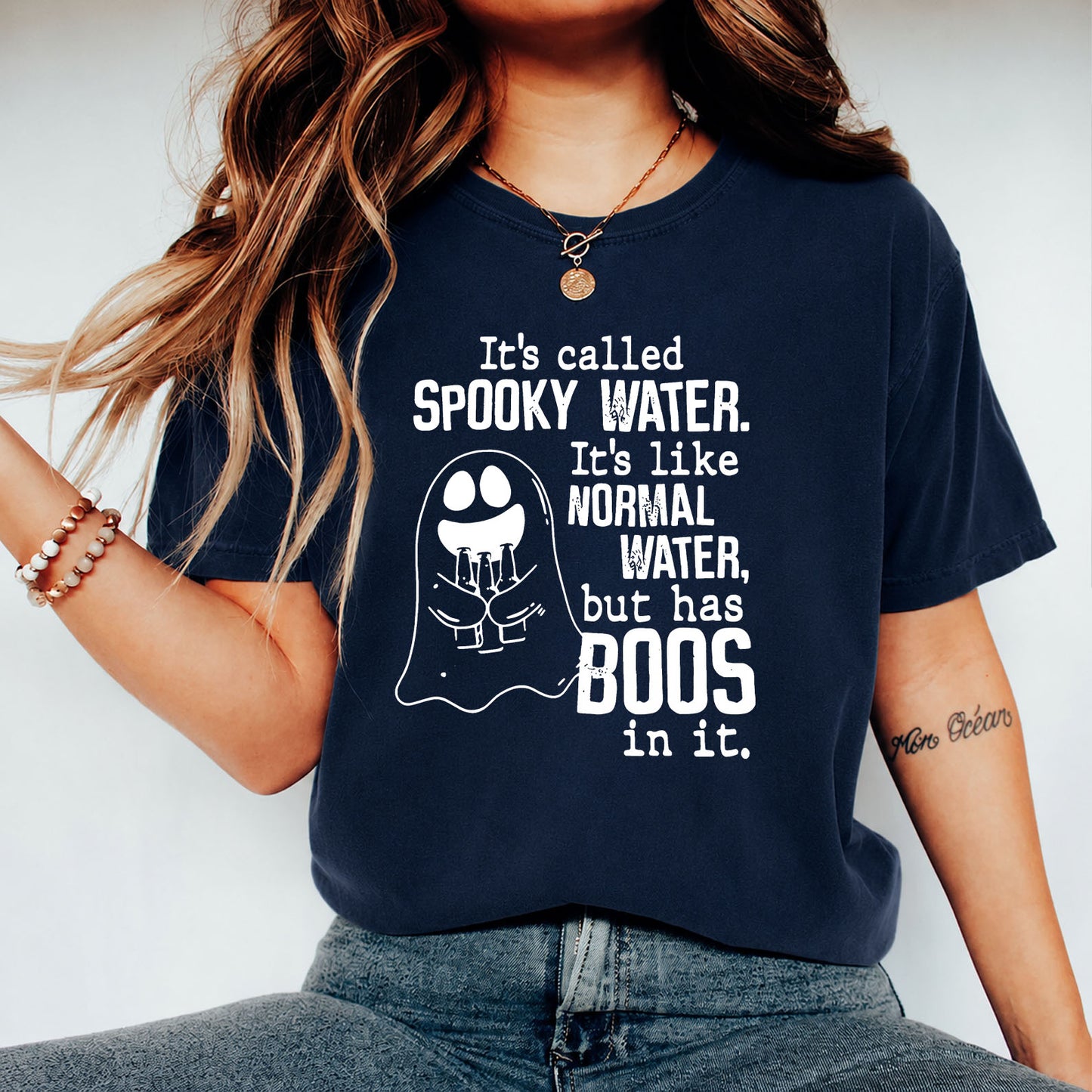 Funny Spooky Water Halloween Shirt, Cute Ghost Boo Graphic Tee, Spooky Season Halloween Gift 685916