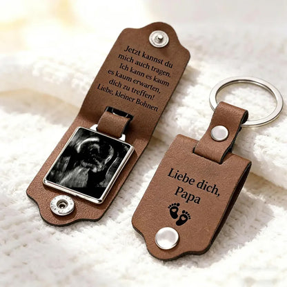 Custom Ultrasound Leather Keychain, Personalized Sonogram Keyring, Dad To Be Gift for Husband 685082