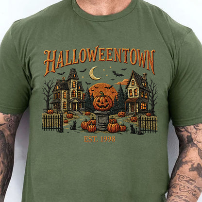 Halloweentown Dark Sweatshirt, Vintage Spooky Village Shirt, Retro Haunted House Pumpkin Fall Tee 685623