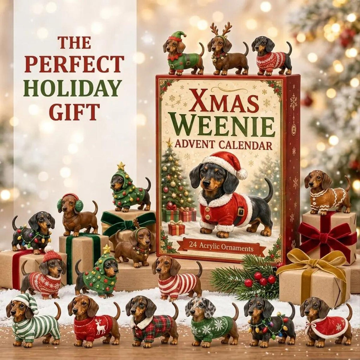 2D Dachshund Christmas Advent Calendar 2026, 24-Day Wiener Dog Countdown, Dog Lover Christmas Gift 686316 WFD