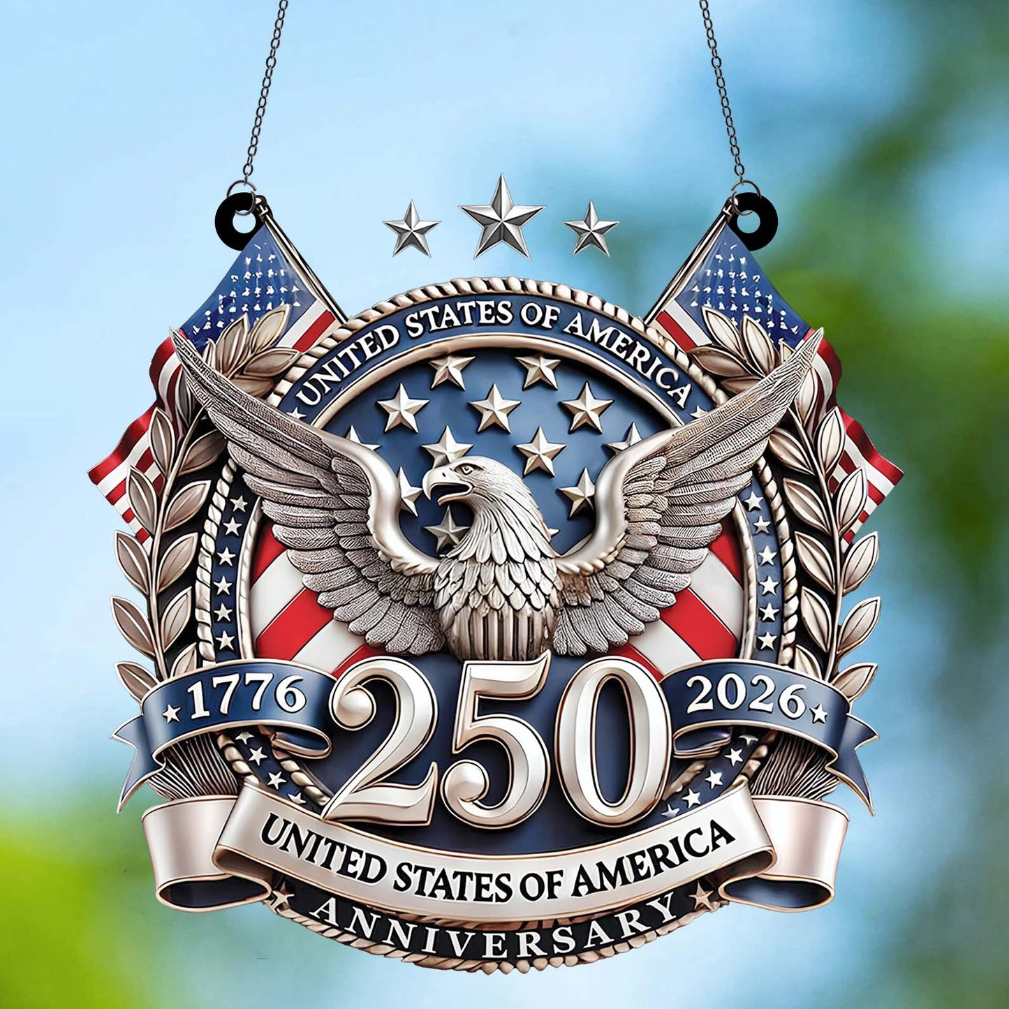 250 Years USA Suncatcher Ornament | Happy 250th Anniversary Suncatcher | Patriotic 1776–2026 Suncatcher 684242