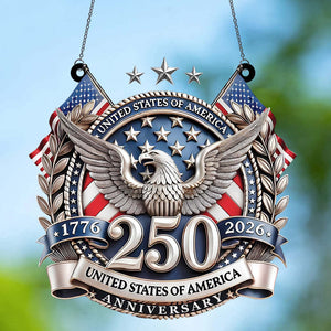 250 Years USA Suncatcher Ornament | Happy 250th Anniversary Suncatcher | Patriotic 1776–2026 Suncatcher 684242