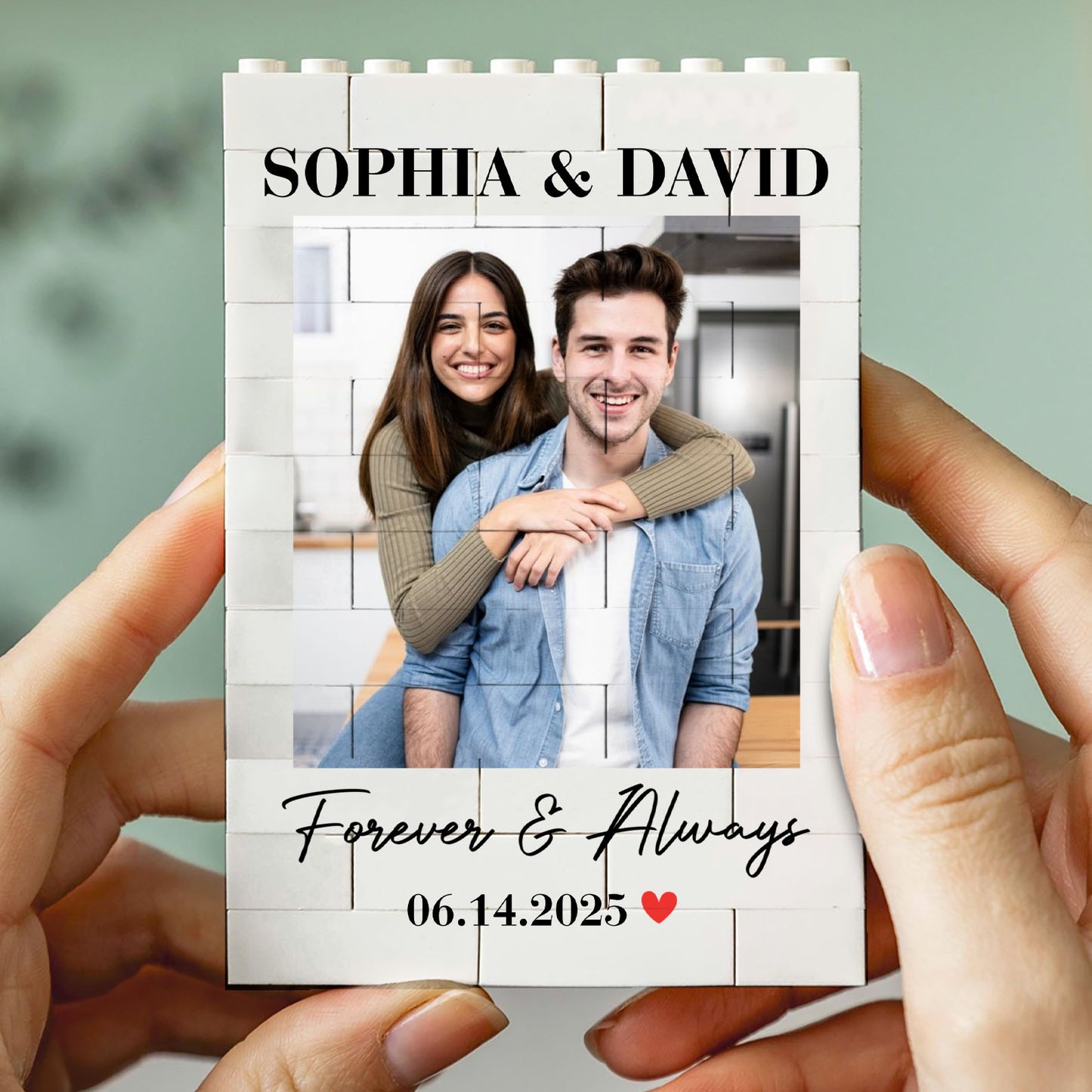 Personalized Couple Photo Building Blocks, Custom Anniversary Keepsake, Love You to Pieces Gift 685985