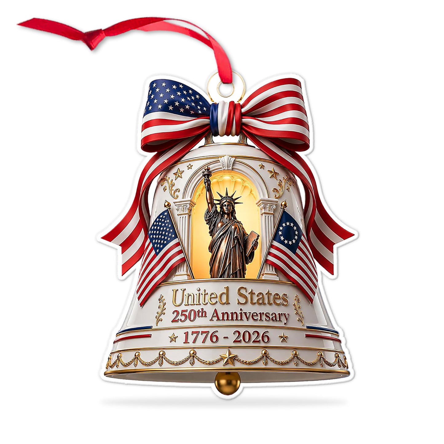 USA 250th Anniversary Acrylic Ornament 1776-2026, Statue of Liberty Patriotic Christmas Decor 685905