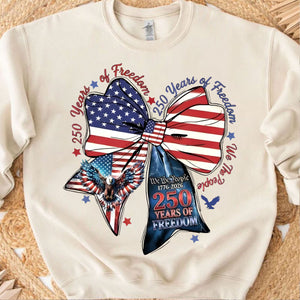250 Years of Freedom Coquette Bow Shirt | Patriotic We The People 1776–2026 Sweatshirt 684221
