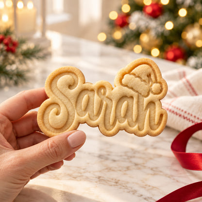 Personalized Christmas Name Cookie Cutter & Stamp, Custom Santa Hat Cookie Stamp, Holiday Baking Gift 686983 WFD