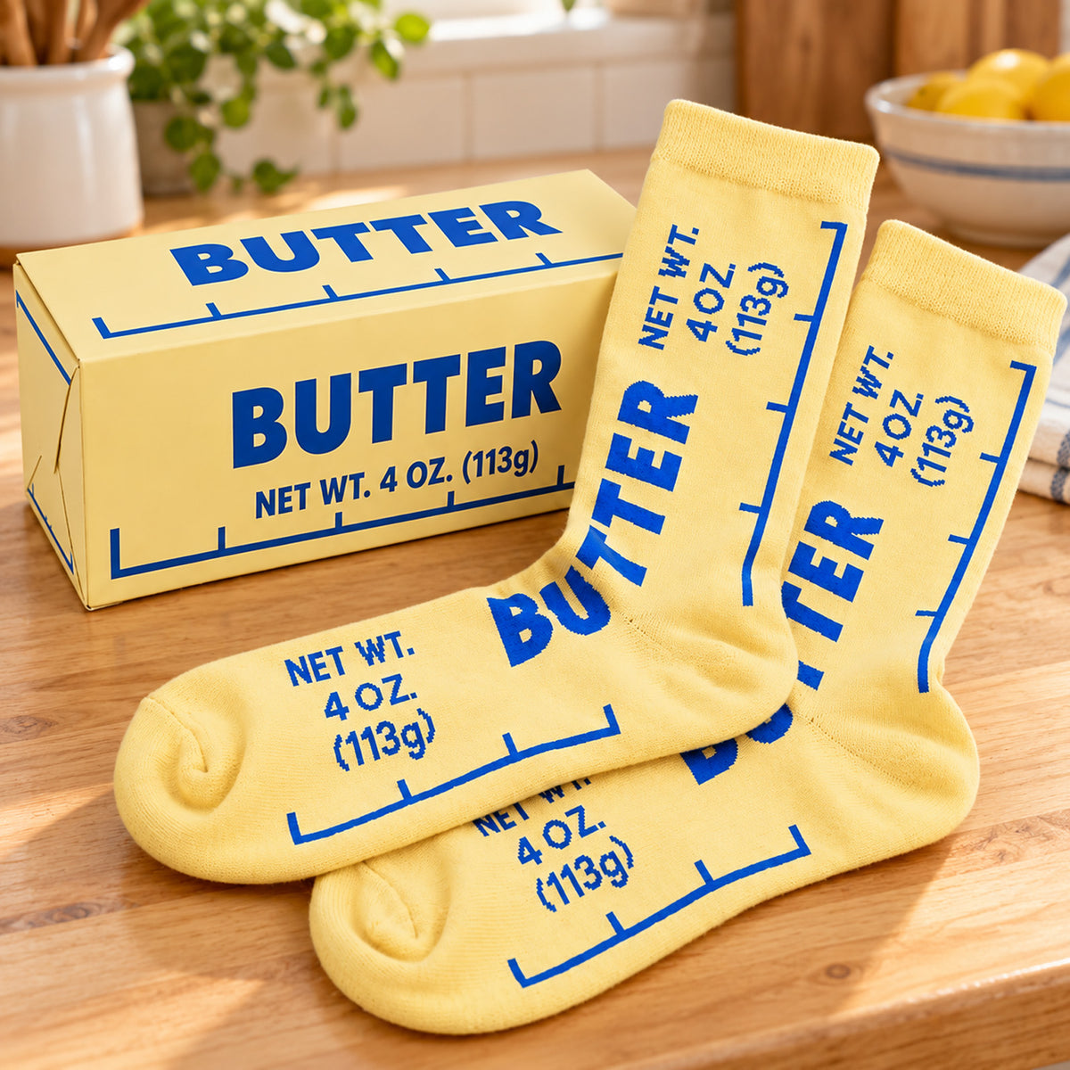 Butter Socks, Funny Food Butter Box Crew Socks, Unique Gift for Chefs & Food Lovers 686432 WFD