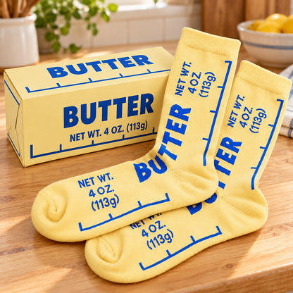 Butter Socks, Funny Food Butter Box Crew Socks, Unique Gift for Chefs & Food Lovers 686432 WFD