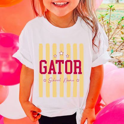 Custom Mascot Striped Kids Shirt, Personalized School Spirit Tee, Back to School Shirt, Test Day Shirt 685486