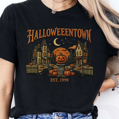 Halloweentown Dark Sweatshirt, Vintage Spooky Village Shirt, Retro Haunted House Pumpkin Fall Tee 685623