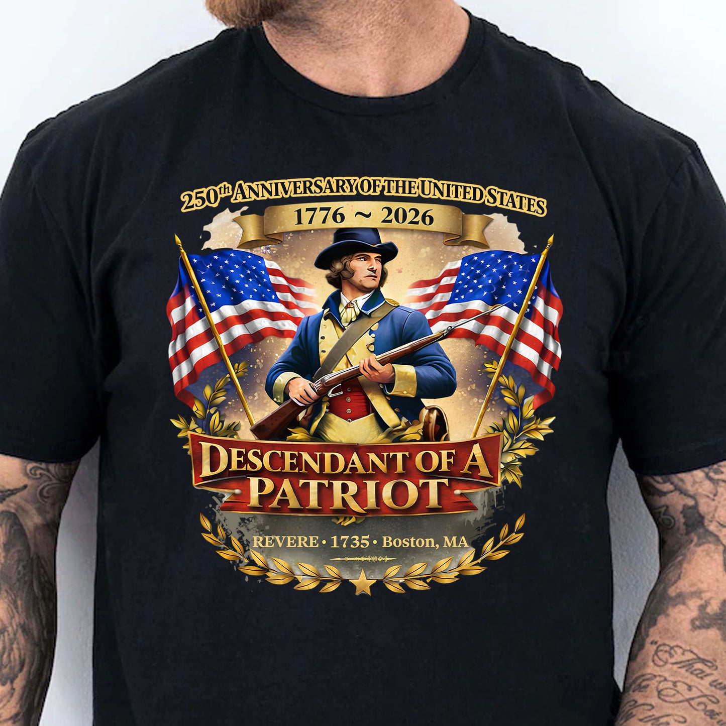 Personalized 250 Years USA Anniversary Shirt | Custom Descendant of a Patriot Tee | Patriotic Heritage Gift 684455