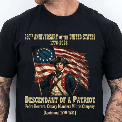 Personalized Descendant of a Patriot Shirt, Custom USA 250 Years Anniversary Patriotic Tee 685007