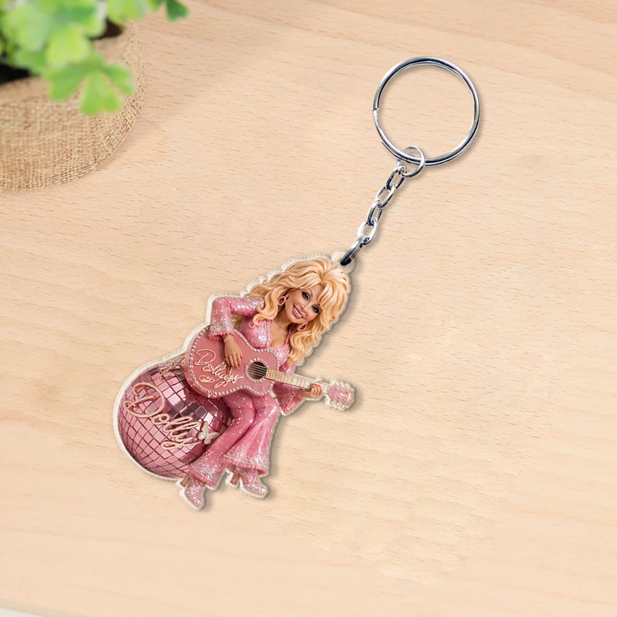 Dolly Parton Acrylic Keychain, Pink Disco Ball Country Music Keychain, Dolly Fan Christmas Gift 686094