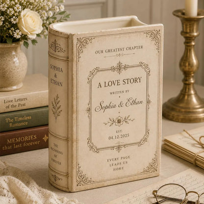 Personalized Ceramic Book Vase, Custom Wedding Book Vase, Engagement Gift, Bridal Shower Gift 685757 WFD