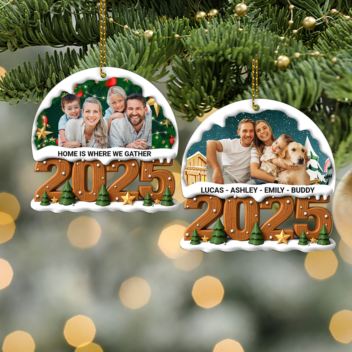 Christmas Photo Upload Family Acrylic Ornament 2025 | Personalized Custom Family Ornament 683450