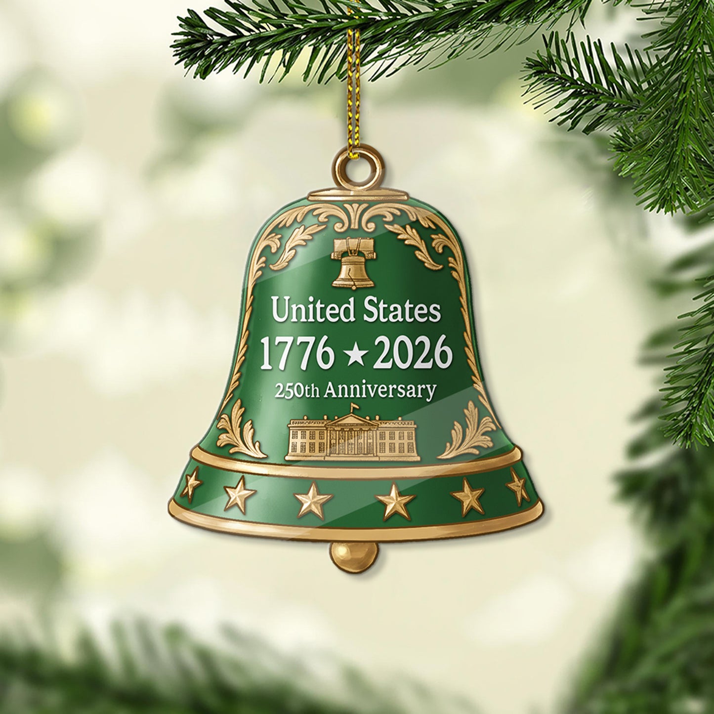 250 Years USA 1776-2026 Acrylic Ornament | Happy 250th Birthday USA Bell Ornament | America 250th Anniversary Ornament 682758