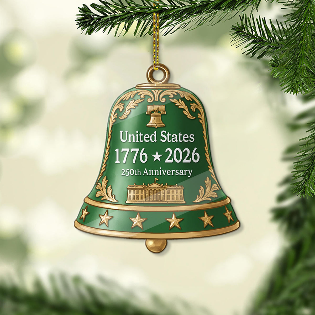 250 Years USA 1776-2026 Acrylic Ornament | Happy 250th Birthday USA Bell Ornament | America 250th Anniversary Ornament 682758