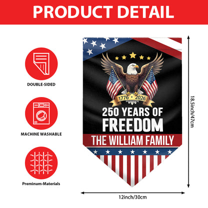 Personalized 250 Years of Freedom Garden Flag | Custom Family Name Patriotic Eagle USA Triangular Flag 684601