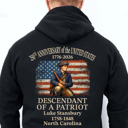 Custom Name 250 Years USA 1776–2026 Backside Shirt | Personalized Descendant of a Patriot T-Shirt 684421