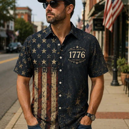 Vintage 250 Years American Flag Hawaiian Shirt, 1776–2026 Patriotic Eagle Shirt, USA Freedom AOP Hawaii Shirt 685261