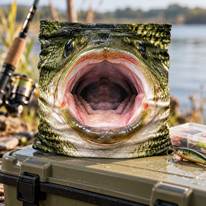The Bass Face Fishing Mask, Funny Fish Face Neck Gaiter, Bass Fishing Gift for Men Anglers 686471 WFD