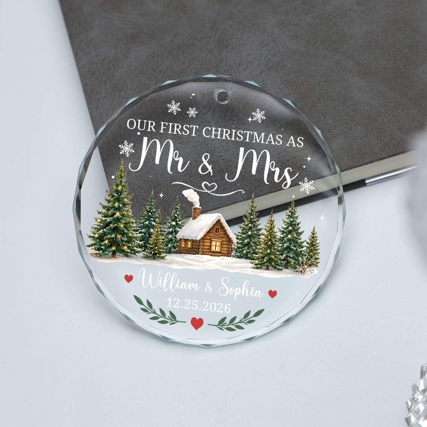 Personalized First Christmas Married Glass Ornament, Custom Mr & Mrs Christmas Keepsake, Wedding Gift for Couple 685940