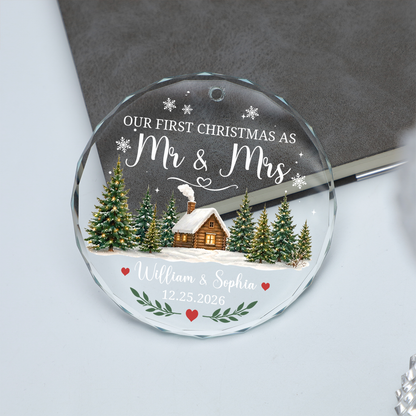 Personalized First Christmas Married Glass Ornament, Custom Mr & Mrs Christmas Keepsake, Wedding Gift for Couple 685940