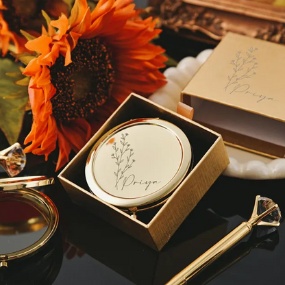 Custom Name Bridesmaids Gift Pocket Makeup Mirror | Elegant Bridal Shower Gift | Personalized Compact Mirror 684292