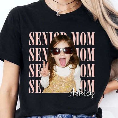 Custom Photo Senior Mom Shirt, Personalized Class of 2027 Graduation Tee, Proud Mom Gift, Senior Mom Shirt 685602