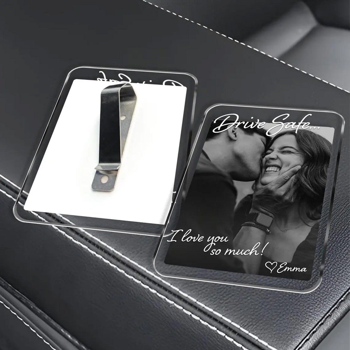 Custom Photo Couple Car Visor Clip, Drive Safe Gift for Him, Personalized Couple Keepsake, Boyfriend Husband Gift 685956 WFD