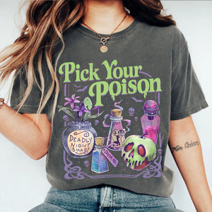 Pick Your Poison Vintage Comfort Colors Shirt, Poison Apple Halloween Tee, Spooky Witch Graphic Shirt 685640