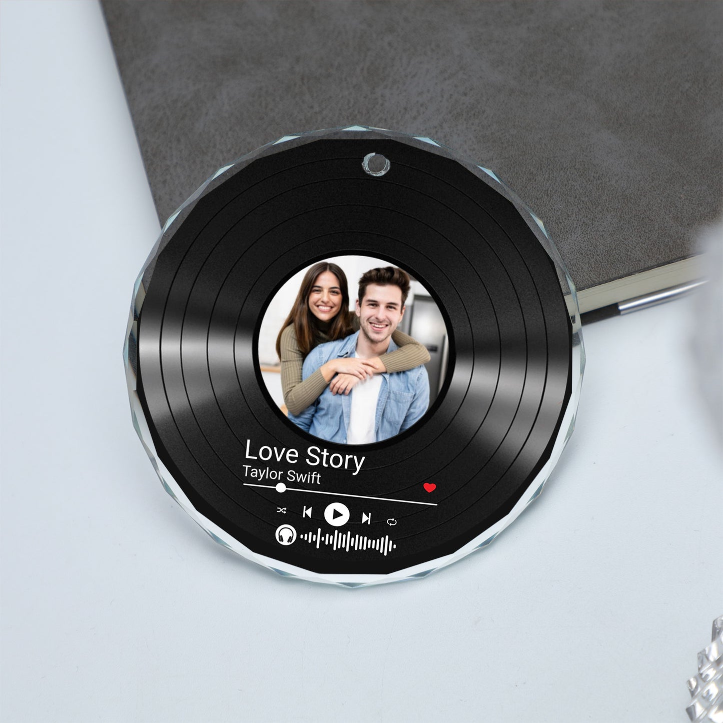 Custom Song Photo Glass Ornament | Couple Song Ornament | Photo Upload Christmas Ornament 683482