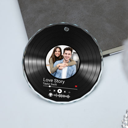 Custom Song Photo Glass Ornament | Couple Song Ornament | Photo Upload Christmas Ornament 683482