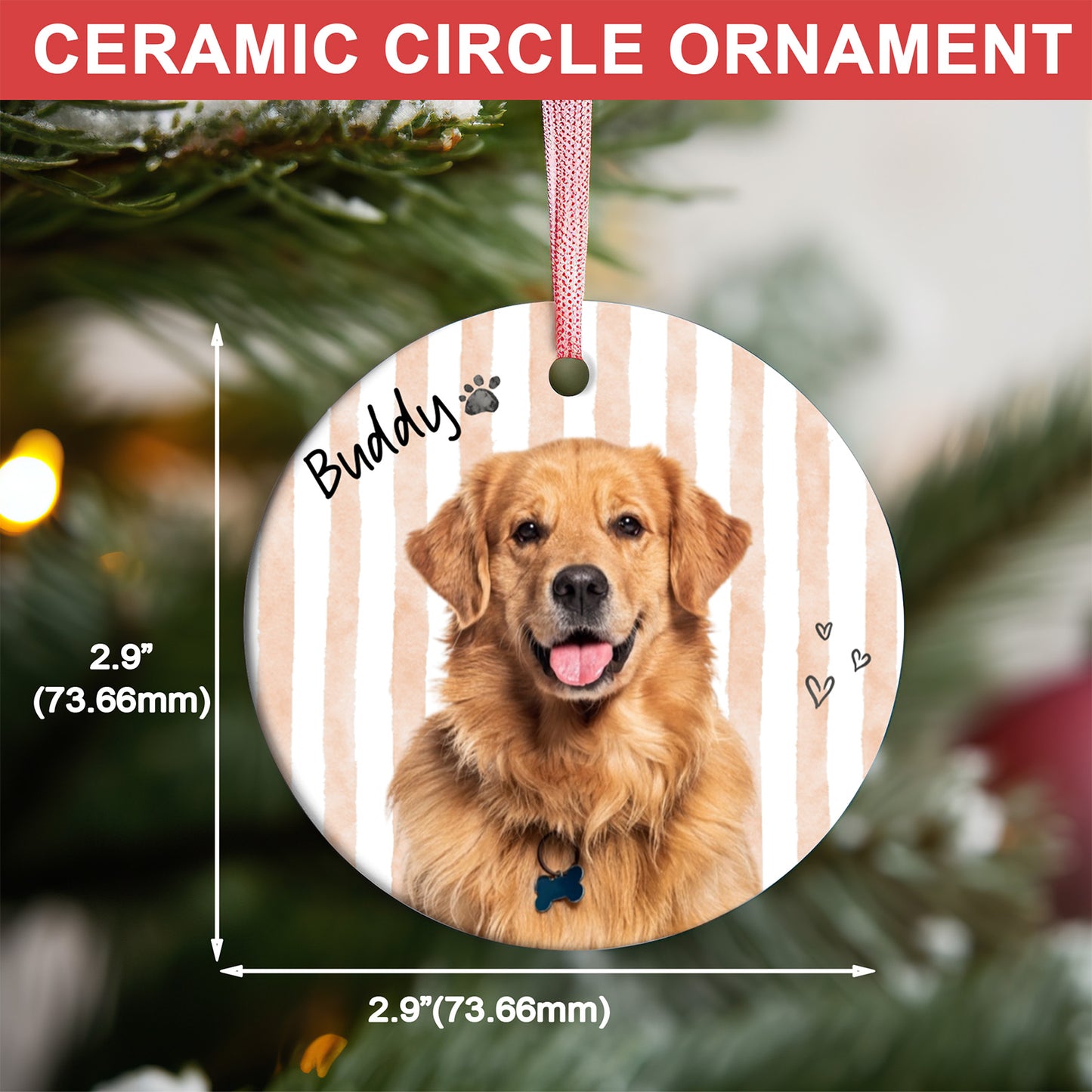 Personalized Pet Memorial Ceramic Ornament, Custom Photo Dog Cat Ornament, Pet Loss Gift 685930